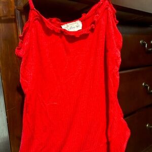 Red Ruffled Sleeveless bodysuit